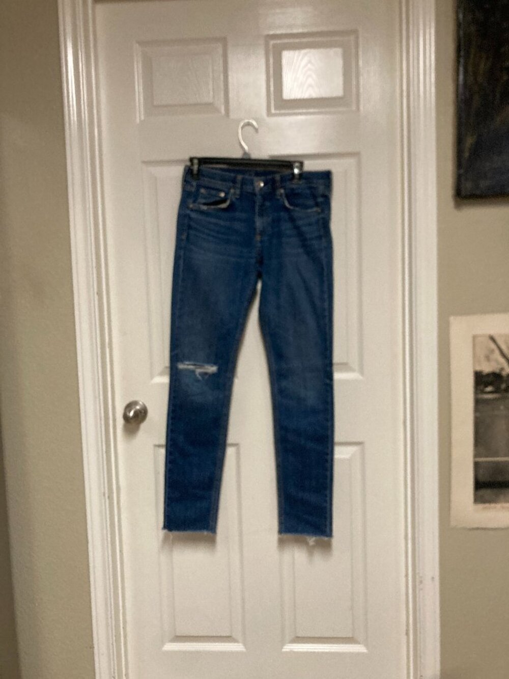 rag & bone jeans blue w/cut off leg bottoms size 27 Women's